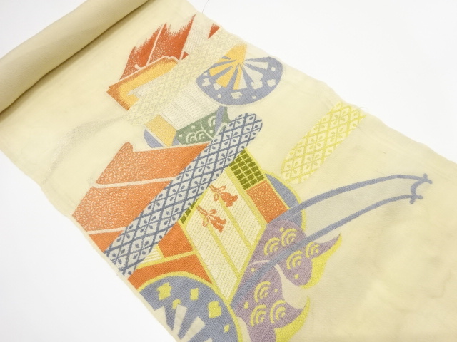 JAPANESE KIMONO / ANTIQUE OBIGAWA / WOVEN CARRIAGE